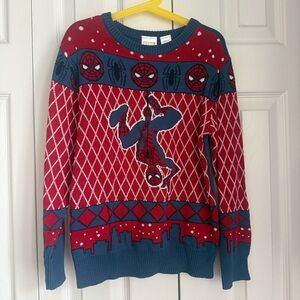 Marvel Spider-Man Red and Blue Crewneck Knit Sweater